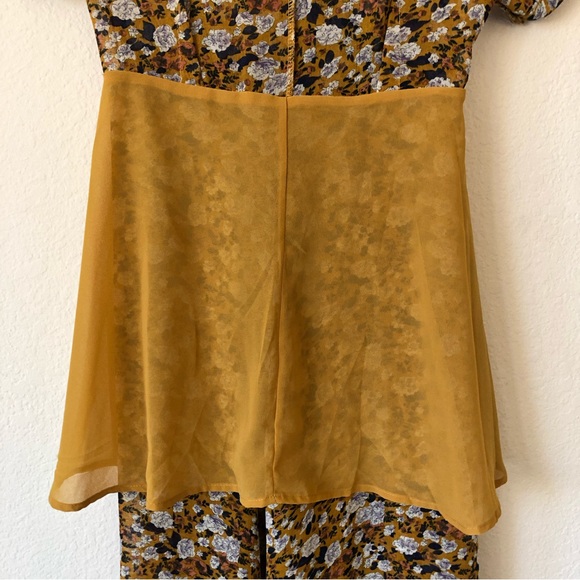 MELLÓDAY Sheer Golden Yellow with White Blooms Print MIDI Dress – XS - Picture 13 of 16